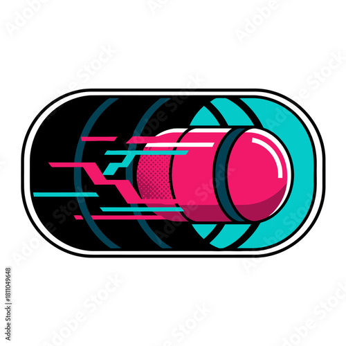 Futuristic hyperloop transport pod or capsule speeding through a magnetic tube, symbolizing high-speed travel, technology, innovation, and motion, vector illustration