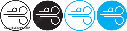 Wind icons set. Blowing wind icon vector logo set collection. high quality black style vector icons. Set wind blow line icon. Blowing wind outline icons. Windy weather symbol
