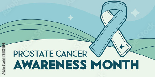 Prostate Cancer Awareness Month ribbon design with green background  
