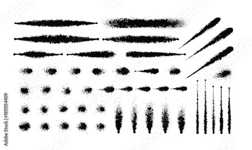 Spray paint effect collection black ink splatter aerosol textures and grunge elements