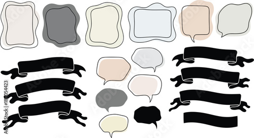 Retro empty comic speech bubbles set with black halftone shadows. Vintage design, pop art style - stock vector.