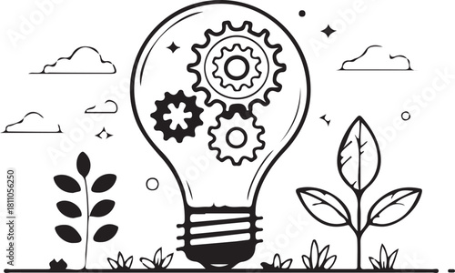 light bulb with tree