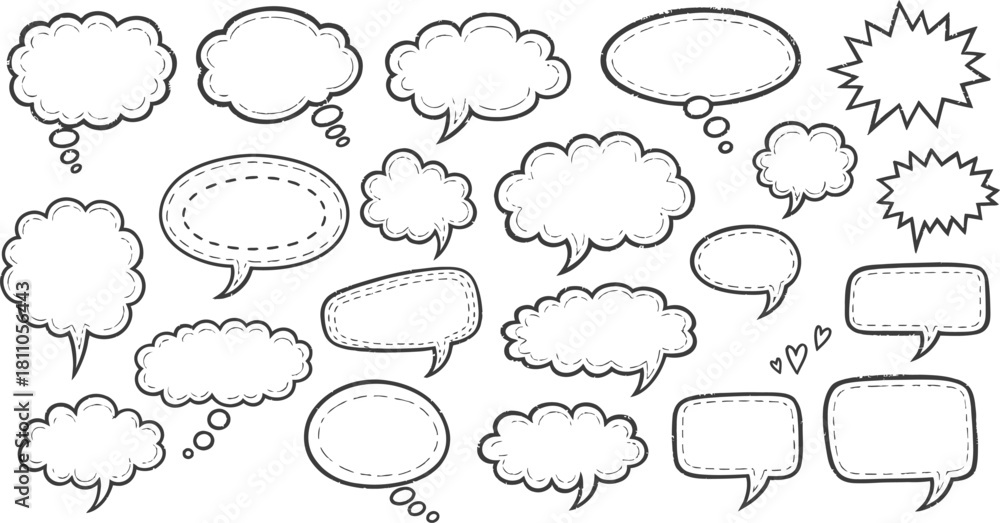 Fototapeta premium Retro empty comic speech bubbles set with black halftone shadows. Vintage design, pop art style - stock vector.