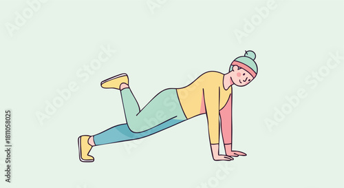 Person maintaining a high plank position with one leg lifted for core stability and glute activation.