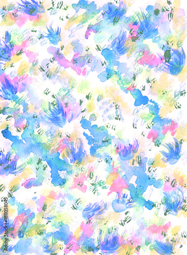 手描き水彩画から作成した背景向き寒色系ランダム模様