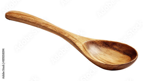 wooden spoon kitchen utensil isolated on white or transparent