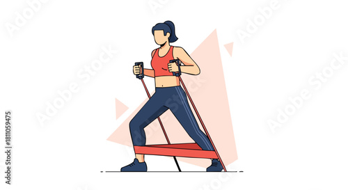 Woman performing a resistance band lunge for full-body strength training.