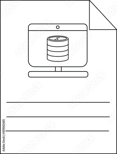 A document shows a computer screen displaying a stack of coins with three horizontal lines below