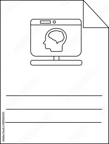 A paper with a brain scan on a monitor suggesting mental health