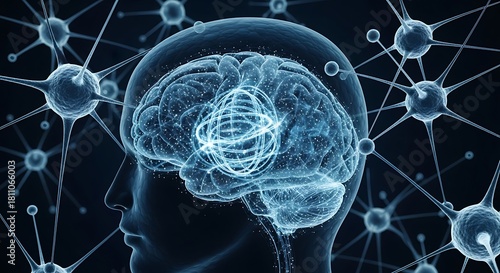 Brain connections and neural network concept, human intelligence and artificial intelligence.