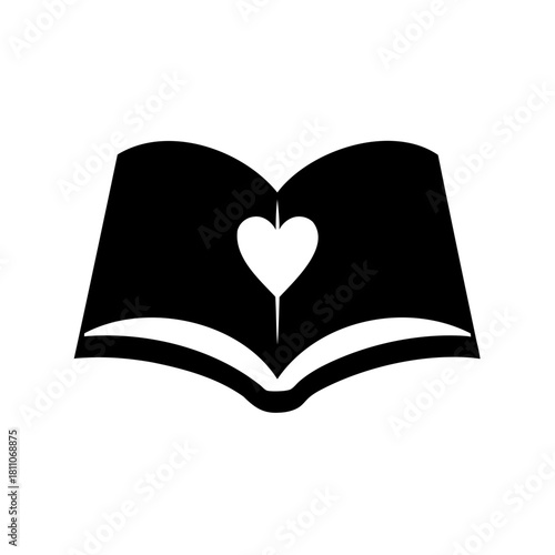 An open book with a heart symbolizes the love of reading and learning