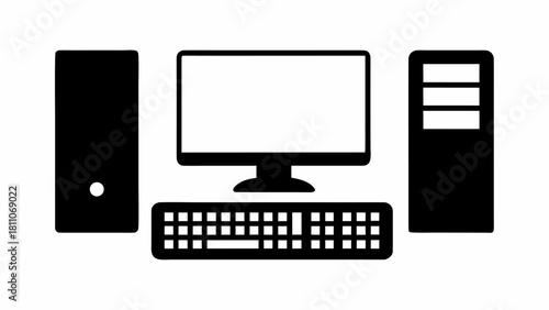 Sleek desktop computer setup showcasing modern technology, ideal for business, design, or creative projects, originally a scalable vector graphic