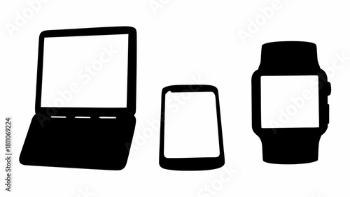 Modern tech essentials showcasing laptop, smartphone, and smartwatch for seamless connectivity, perfect for digital lifestyle and innovative technology concepts