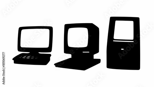 Retro Computer Evolution Chart: From Classic Designs to Vintage Personal Computing History - Timeless Technology and Computing Icons