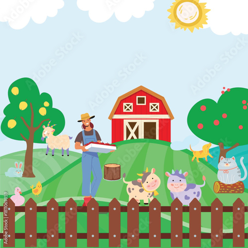 farm house with flowers