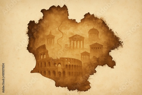 roma city italian old map of the world
