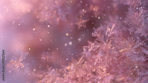 Bright pink and purple abstract background showing many sparkling snowflakes