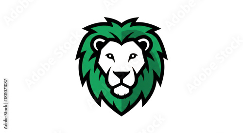 lion head with green eyes