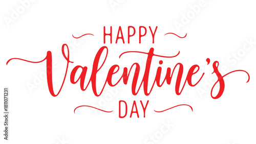 Elegant red calligraphy happy valentine's day with decorative flourishes