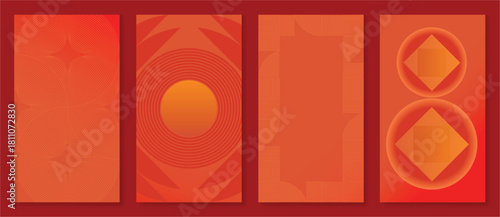 Chinese New Year 2025 greeting card background vector. Collection of Chinese festival with lantern, coin, line and dot texture. Elegant oriental illustration for cover, poster, envelope, calendar.