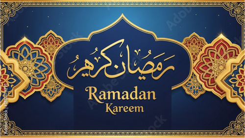 Ramadan Kareem Celebration An Elegant Islamic Greeting Design with Ornate Details