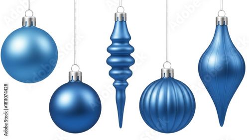 Festive Blue Christmas Ornaments A Collection of Shiny Holiday Decorations