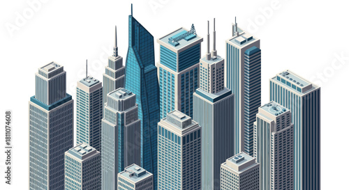 City skyline featuring modern skyscrapers and architectural marvels in urban setting.