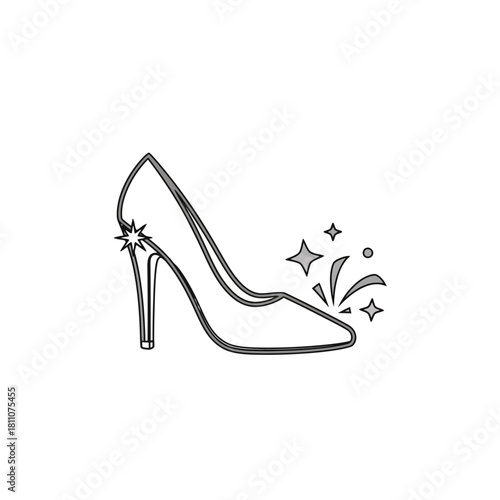 Cinderella Glass Slipper Sparkling Fairy Tale Illustration