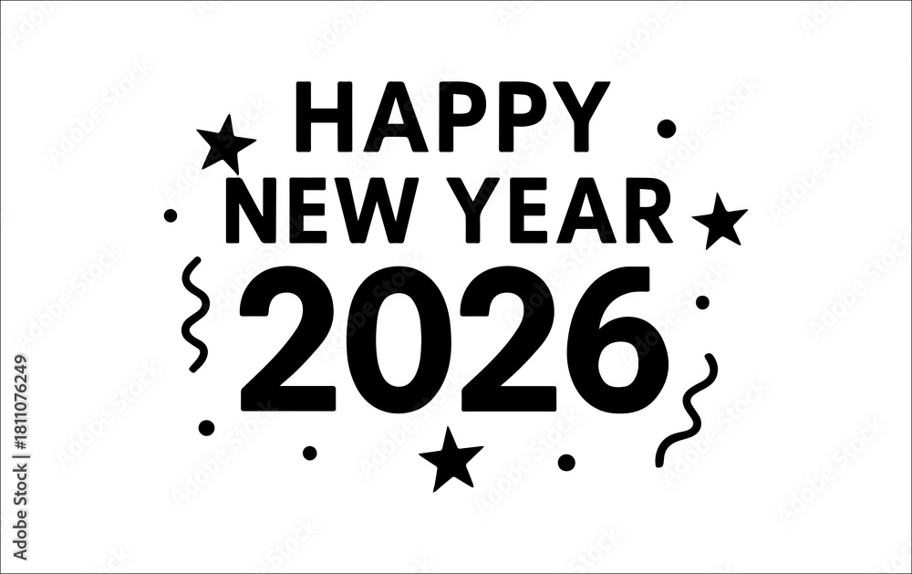 Fototapeta premium Happy New Year 2026 Typography Design 