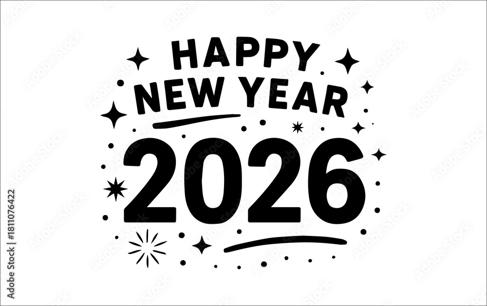Fototapeta premium Happy New Year 2026 Typography Design 