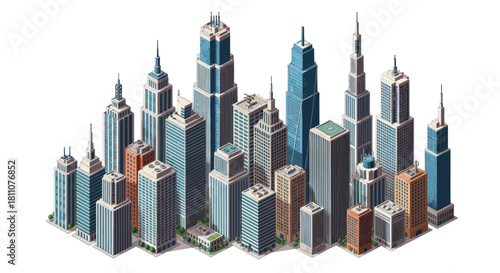 Isometric Cityscape - A Collection of Modern Skyscrapers.