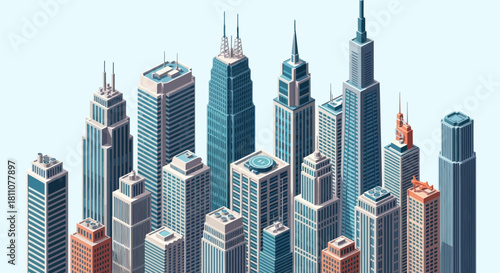 Isometric Cityscape - A Detailed View of Urban Architecture.