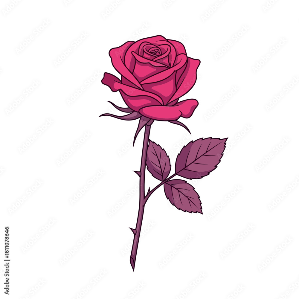 Fototapeta premium Stylish Pink Rose Vector Illustration Romantic Minimalist Artwork