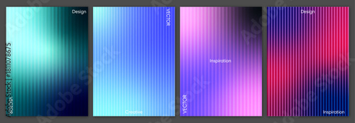 Vertical Glass Grooves Set with Blurred Blue, Pink, Purple Gradient and Optical Depth