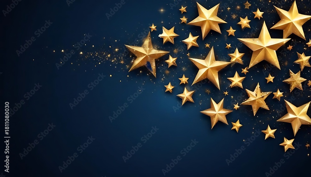 Obraz premium Blue background with gold stars scattered across it