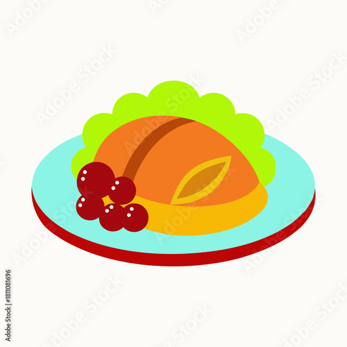 Christmas Dinner Plate With Roast Turkey Slices