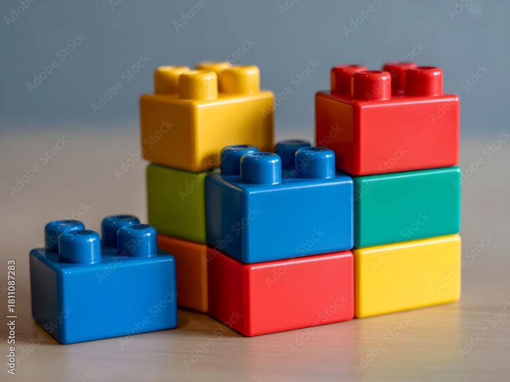 Fototapeta premium Colorful building blocks toys, plastic building blocks 