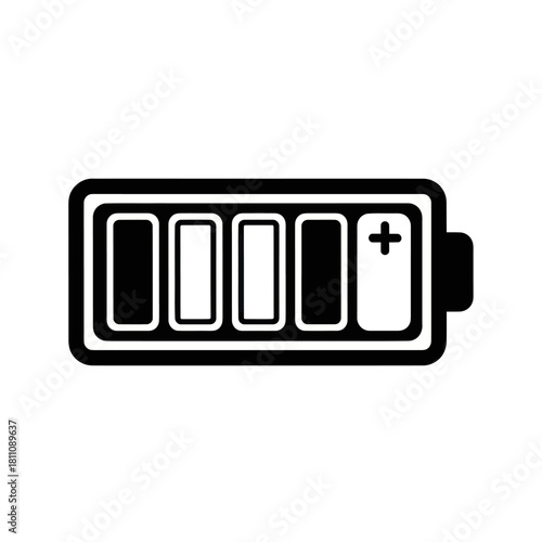 Battery charge level indicator icon showing almost full power.