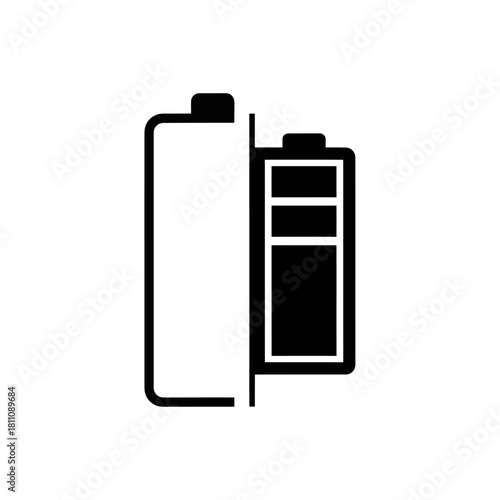 Battery Icon Showing Full and Empty Charge Levels Side by Side.
