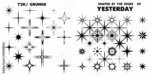 Y2k grunge and shaped by the edges of yesterday star vector collection