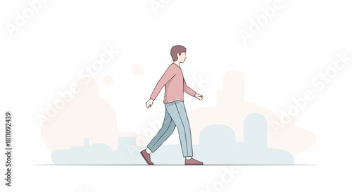 Man walking in a park with a casual outfit.