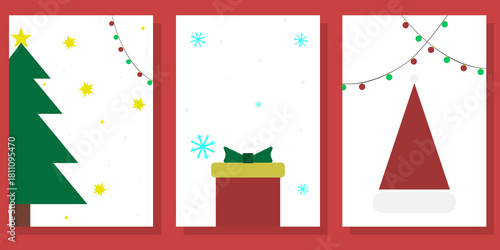 Set of Merry Christmas and Happy New Year, Flat design element merry Christmas day and happy new year, Christmas poster template, Simple minimalistic greeting cards for Christmas.