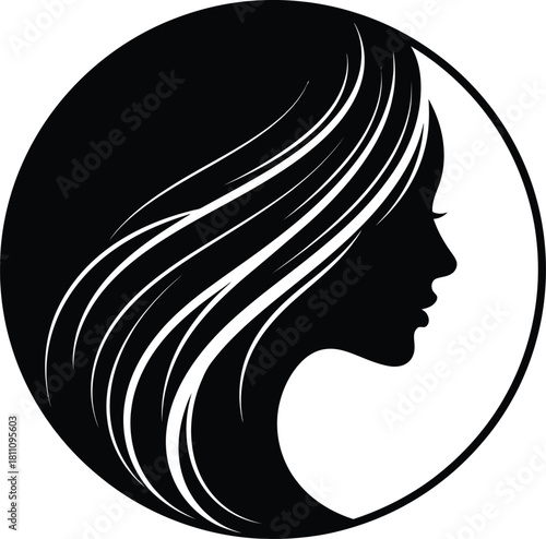 Woman silhouette logo design for beauty salon and hair stylist vector art eps