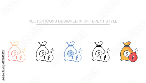 Investment Risk line icon set vector stock with white background