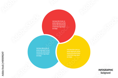 Business Infographic Chart Template Venn Diagram 3 Options Presentation Steps with Vector Illustration. Venn Diagram Elements