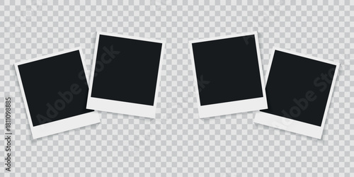 Realistic polaroid empty photo frame mock up with shadow Vector illustration