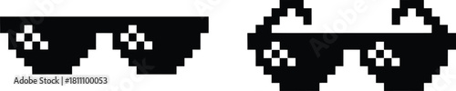 Pixelated deal with it meme sunglasses vector art icon graphic