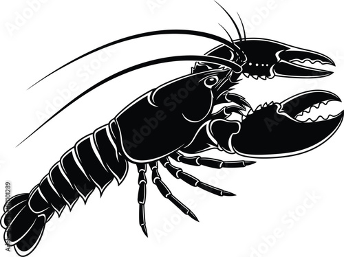 Black and white lobster vector illustration seafood crustacean design eps silhouette