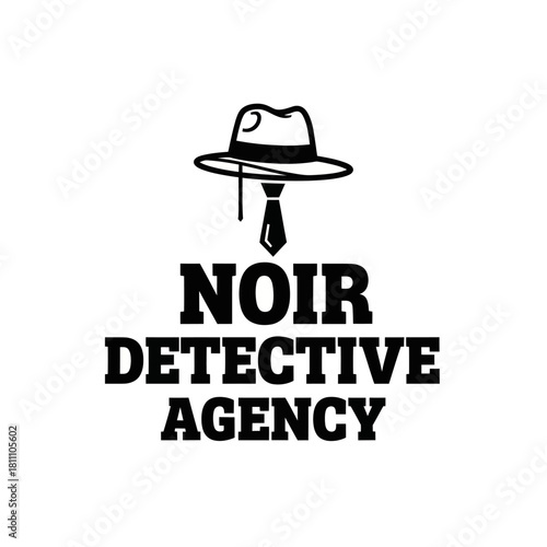 Noir Detective Agency Logo with Hat and Tie.