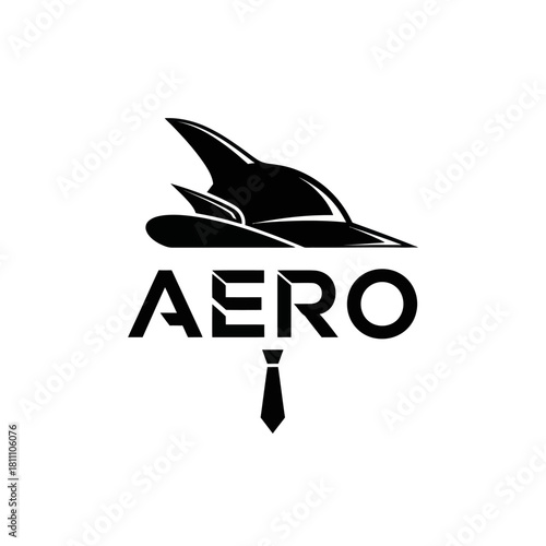 AERO logo design featuring a stylized shark fin and a tie representing business.